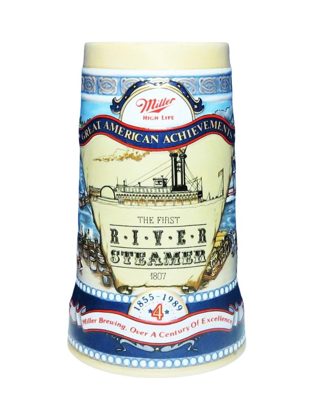 1989 Miller High Life "The First River Steamer" Ceramic Stein Brazil